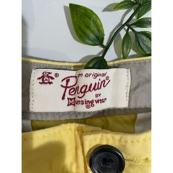 Original Penguin Mens Yellow Flat Front Shorts Sz.30 Cotton Blend - Picture 4 of 13